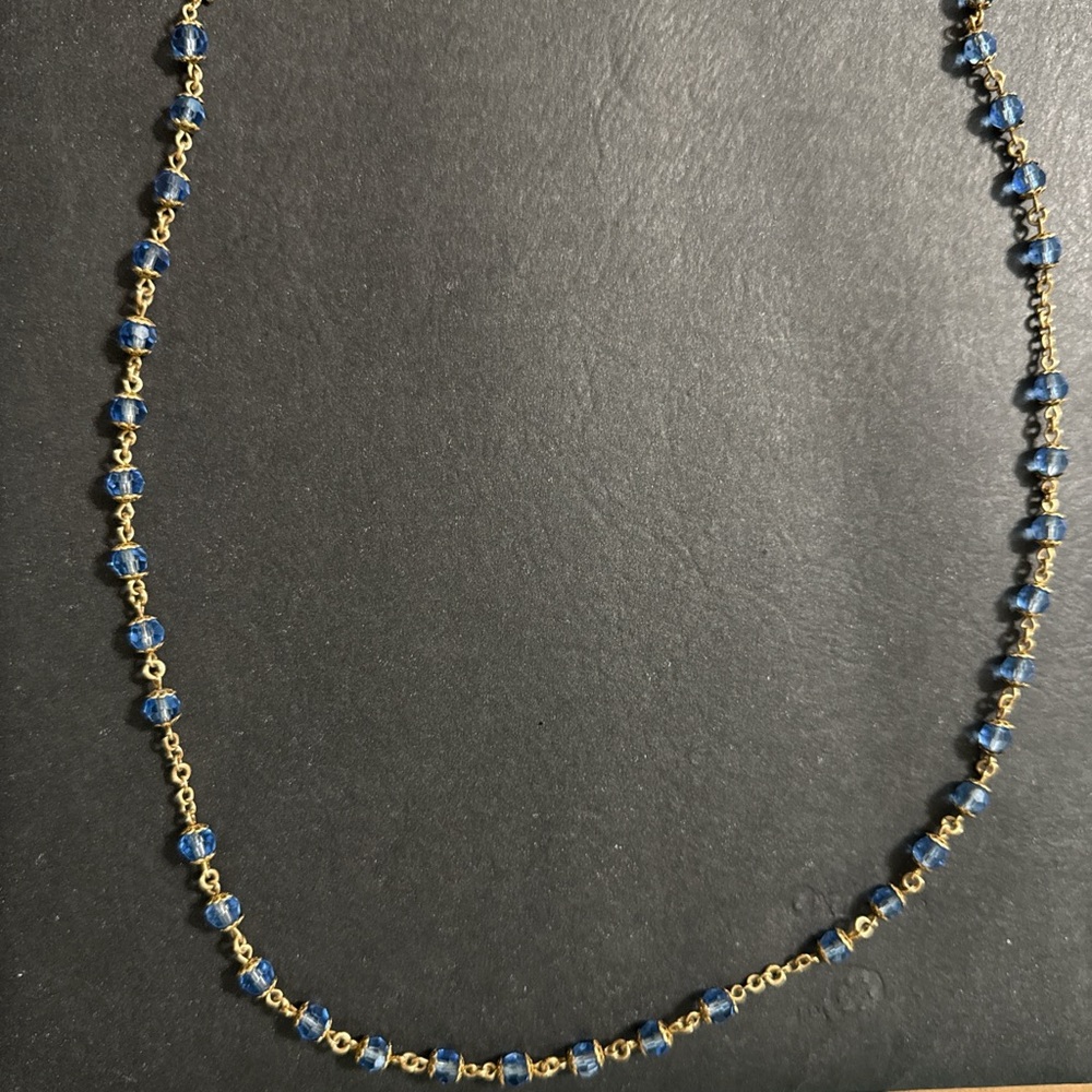 Elegant Blue and Gold Beaded Necklace